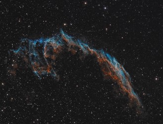 NGC6992 dans le cygne. SHO, Atik460ex-ED80. 12x600s Ha Bin1, 6x300s en SII et OIII Bin2, flat offset