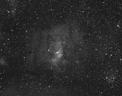 La bulle, NGC7635, test d'une lunette Orion 110/F5. 7x300 Ha. Bilan: La lunette semble souffrir d'astigmatisme